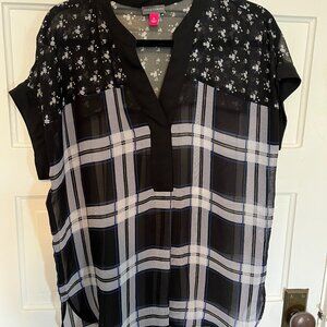 Sheer Short Sleeve Flowy Top by Vince Camuto